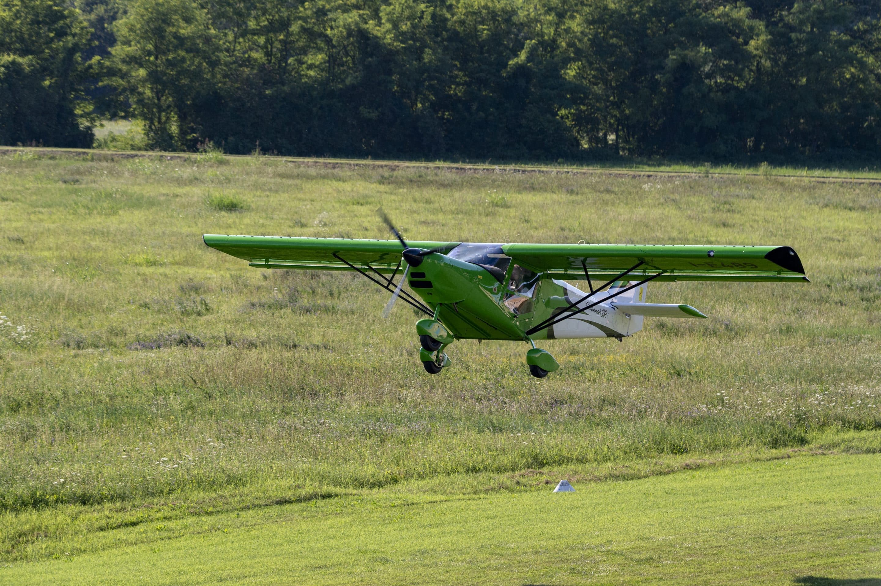 Savannah SR Green Microlight Aircraft Taking Off